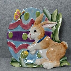 Fitz and Floyd Painting Easter Eggs Canapé Plate Bunny Rabbit Butterfly